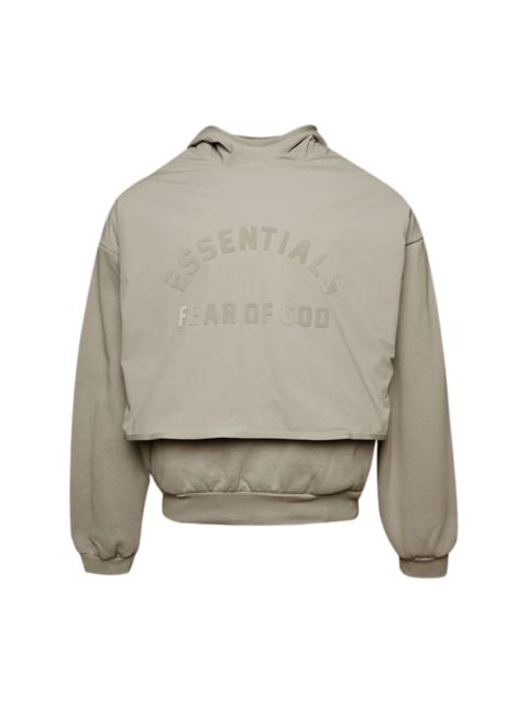 ESSENTIALS layered logo-print fleece hoodie