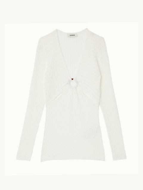 Sandro Pointelle knit sweater with ring detail