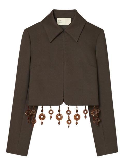 TORY BURCH beaded crepe jacket