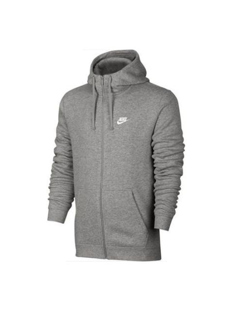 Nike Logo Embroidered Fleece Lined Hooded Jacket Gray 804389-063