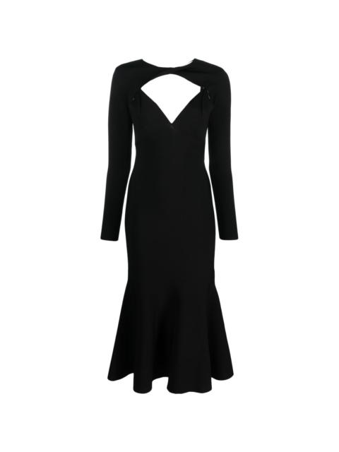 ROLAND MOURET detachable-sleeves midi dress