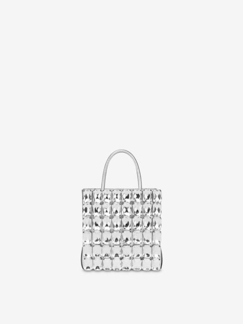 Moschino SMALL LAMINATED SHOPPER WITH JEWEL STONES