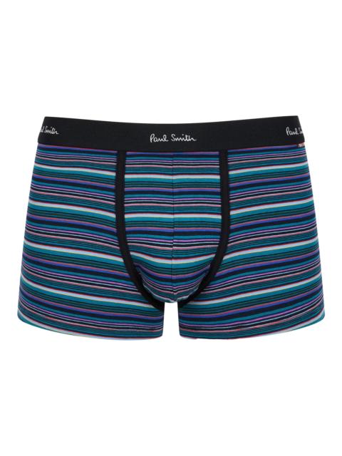 Paul Smith Men's Kenny Striped Stretch Cotton Trunk Brief - Petrol Green