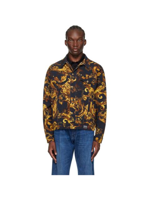 VERSACE JEANS COUTURE Black Watercolour Couture Denim Jacket