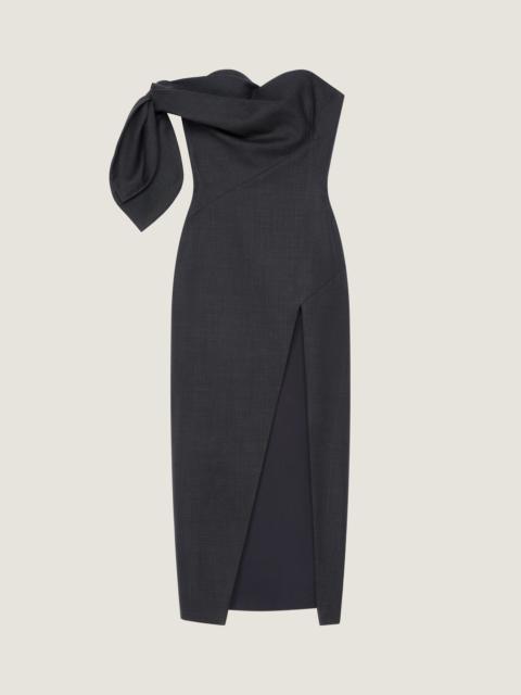 Givenchy LONG BUSTIER DRESS IN WOOL WITH BOW