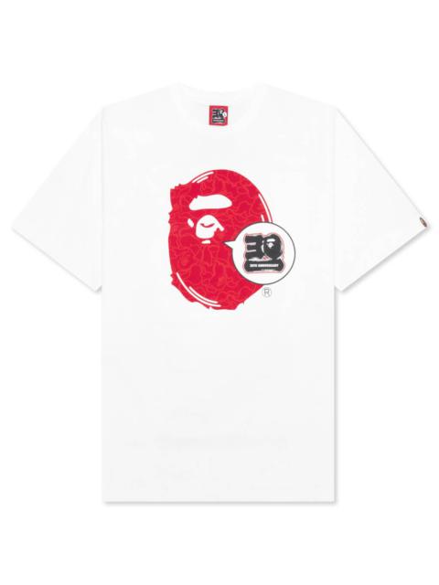 A BATHING APE® BAPE 30TH ANNIVERSARY APE HEAD TEE - WHITE/RED
