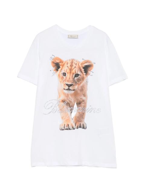 Blumarine Blumarine Lion-print Crystal-embellished T-shirt
