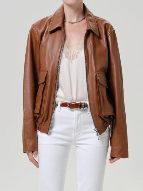 Citizens of Humanity Zip Front Bomber Jacket In Prailine