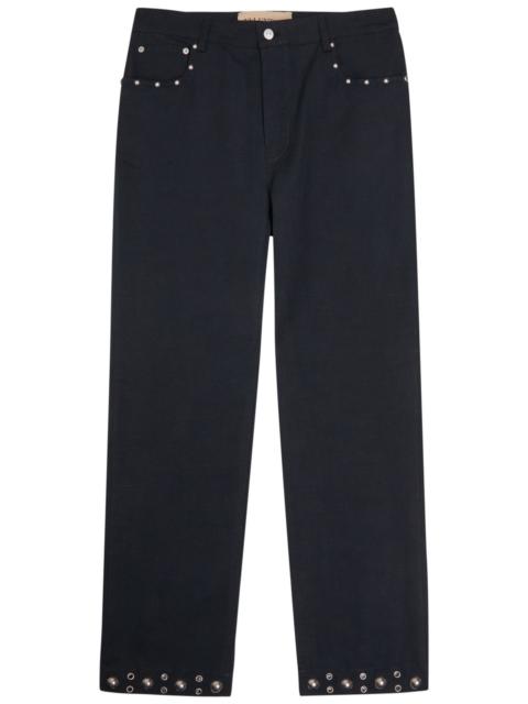 Valentino Valentino Garavani Stud-embellished Straight-leg Cotton Jeans