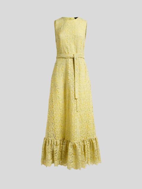 LONG MACRAMÉ LACE DRESS WITH BELT