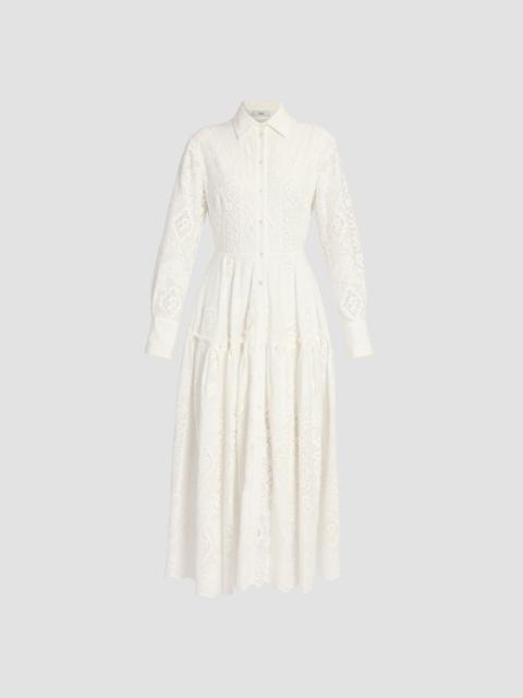 Erdem EMBROIDERED COTTON LONG SLEEVE SHIRT DRESS