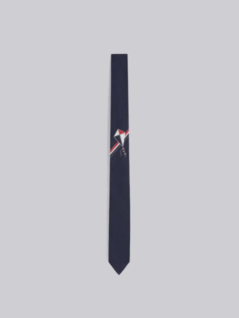 Thom Browne Navy Silk Jacquard Stripe Kite Icon Tie