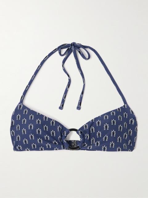 MATTEAU Ring Embellished Floral-print Recycled Halterneck Bikini Top