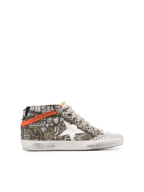 Mid Star lettering print high-top sneakers