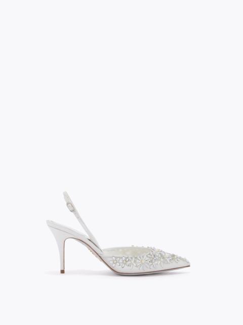 RENE CAOVILLA EVA WHITE SLINGBACK 80