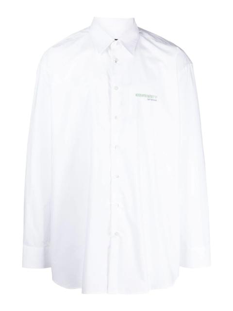 Raf Simons Big Fit Shirt With Embroidered Text In Back White