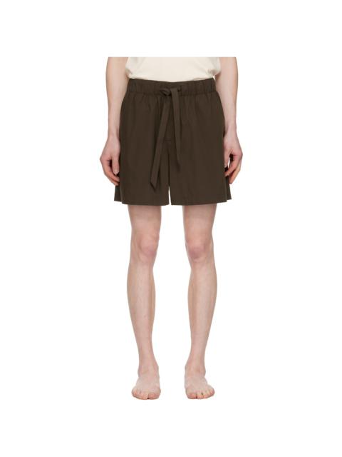 TEKLA Brown Poplin Pyjama Shorts