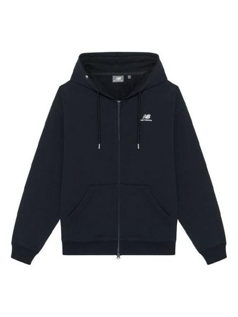 New Balance Logo Embroidered Sports Hooded Zipper Black MDA3E013-BK