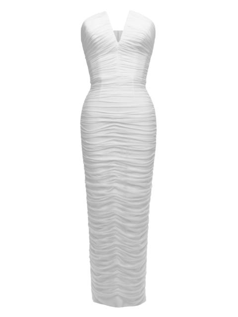 Dress The Population Women's Ferra Ruched V-Neck Cocktail Dress - Off White