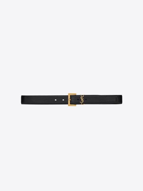 SAINT LAURENT monogram belt with square buckle in lizard-embossed leather