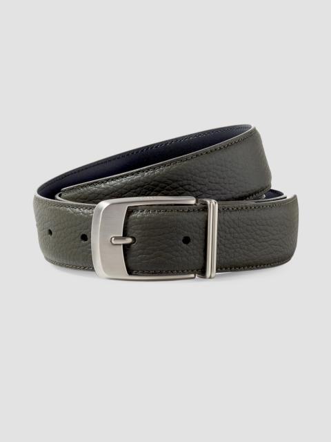 ZEGNA Men's Leather Belt - Dark Olive Green