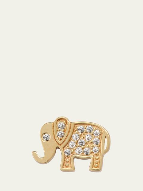 SYDNEY EVAN 14K Gold and Diamond Pave Elephant Single Stud Earring, Left