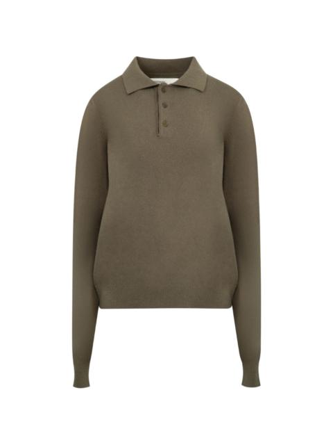 extreme cashmere button-fastening polo shirt