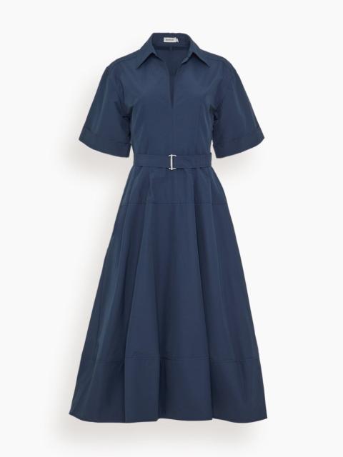 SIMKHAI Deanna Short Sleeve Belted Midi Dress in Midnight