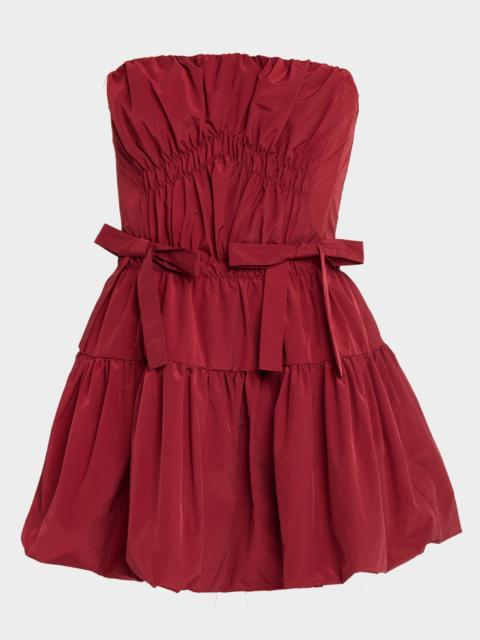 AKNVAS Kamilla Strapless Taffeta Bow Mini Dress