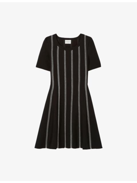 Claudie Pierlot Striped Short-Sleeved Knitted Mini Dress