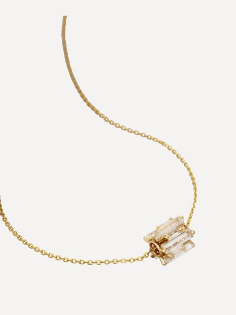 SUZANNE KALAN 14ct Gold Infinite White Topaz Rondelle Pendant Necklace