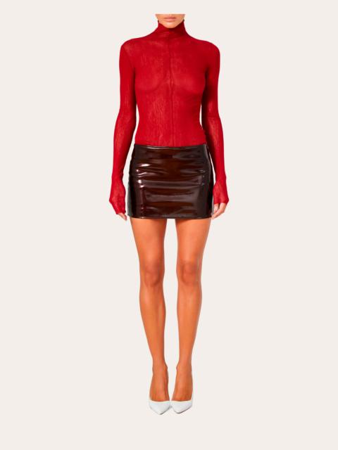 LaQuan Smith Patent-Vinyl Mini Skirt