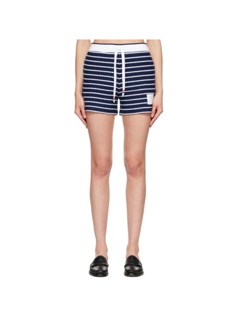 Thom Browne Navy Striped Honeycomb Shorts