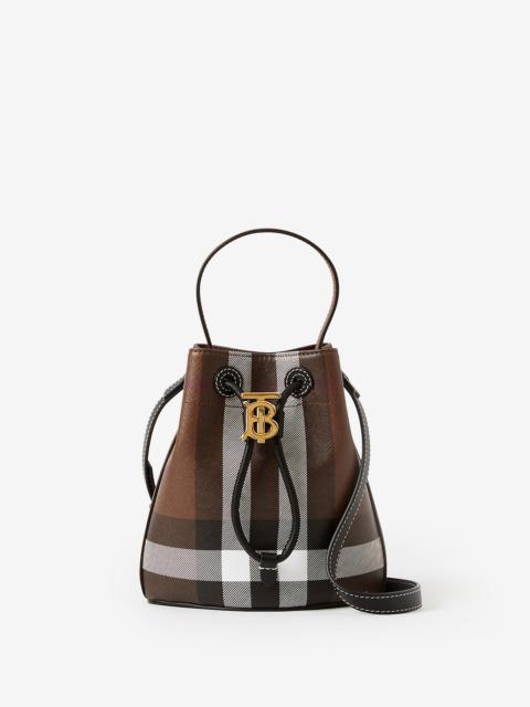 Burberry Check and Leather Mini TB Bucket Bag