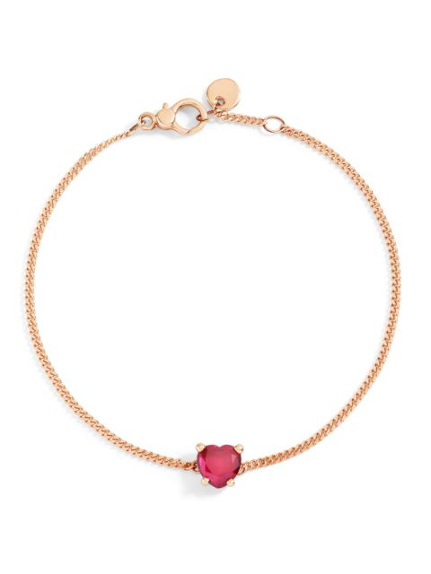 DoDo ROSE GOLD & SYNTHETIC RUBY HEART BRACELET