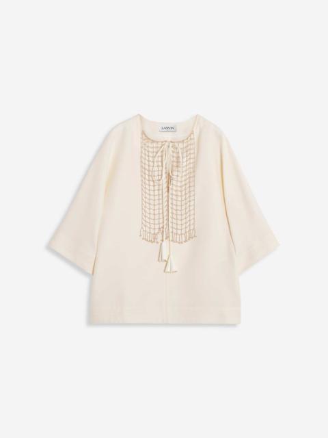 Lanvin OPEN NECK EMBROIDERED TOP