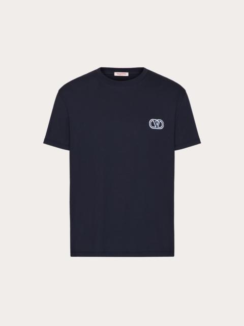 Valentino COTTON T-SHIRT WITH VLOGO SIGNATURE PATCH