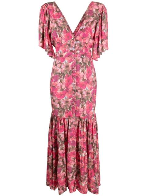 ROTATE floral-print V-neck dress