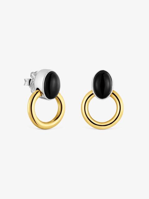TOUS Two-tone Hoop earrings with onyx TOUS Gem Power