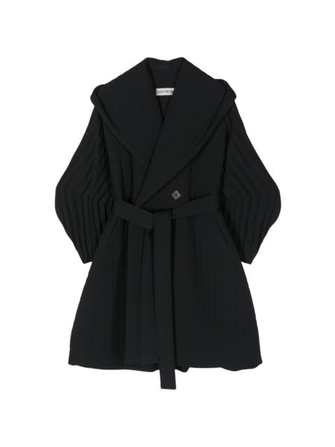 ISSEY MIYAKE Pleated Grid hooded coat