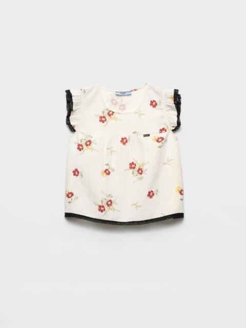 Prada Linen top with floral motif