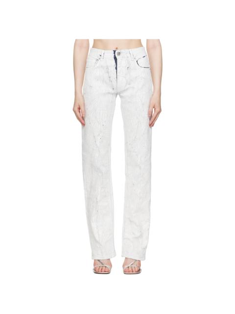 MM6 Maison Margiela White & Navy 5 Pockets Jeans