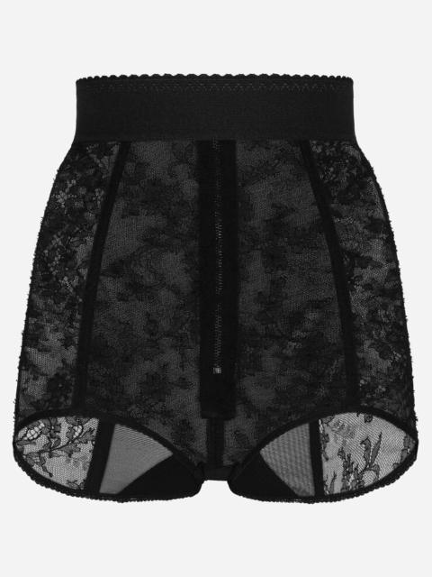 Lace high-waisted panties with elasticated waistband