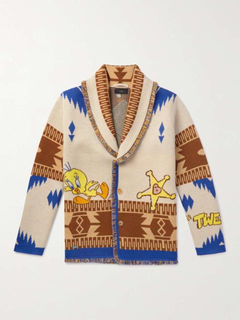 + Looney Tunes Tweety Cowboy Icon Fringed Wool-Jacquard Cardigan