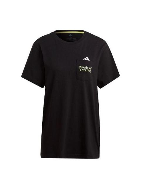 (WMNS) adidas Logo Pocket T-Shirts 'Black' GJ6533