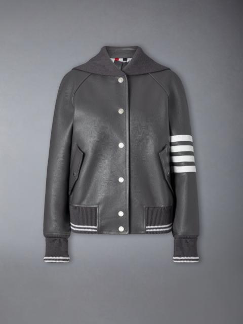 Thom Browne LEATHER 4-BAR OVERSIZED BLOUSON JACKET