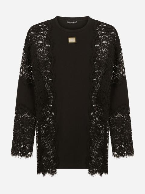 Dolce & Gabbana Long-sleeved T-shirt with lace inserts