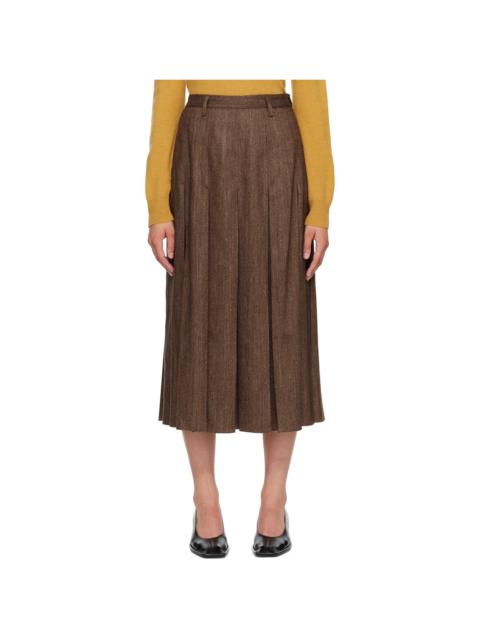 MM6 Maison Margiela Brown Mottled Wool Midi Skirt