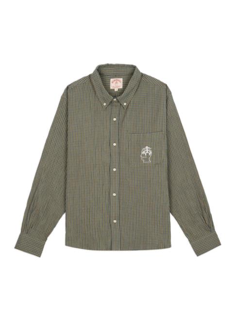 BRAIN DEAD Brooks Brothers California Check Oxford Button Up Shirt - Green