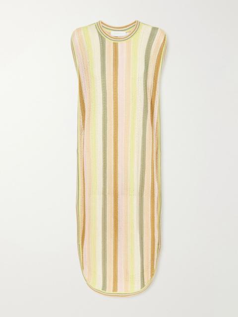 Zimmermann Indra striped crocheted cotton coverup Yellow